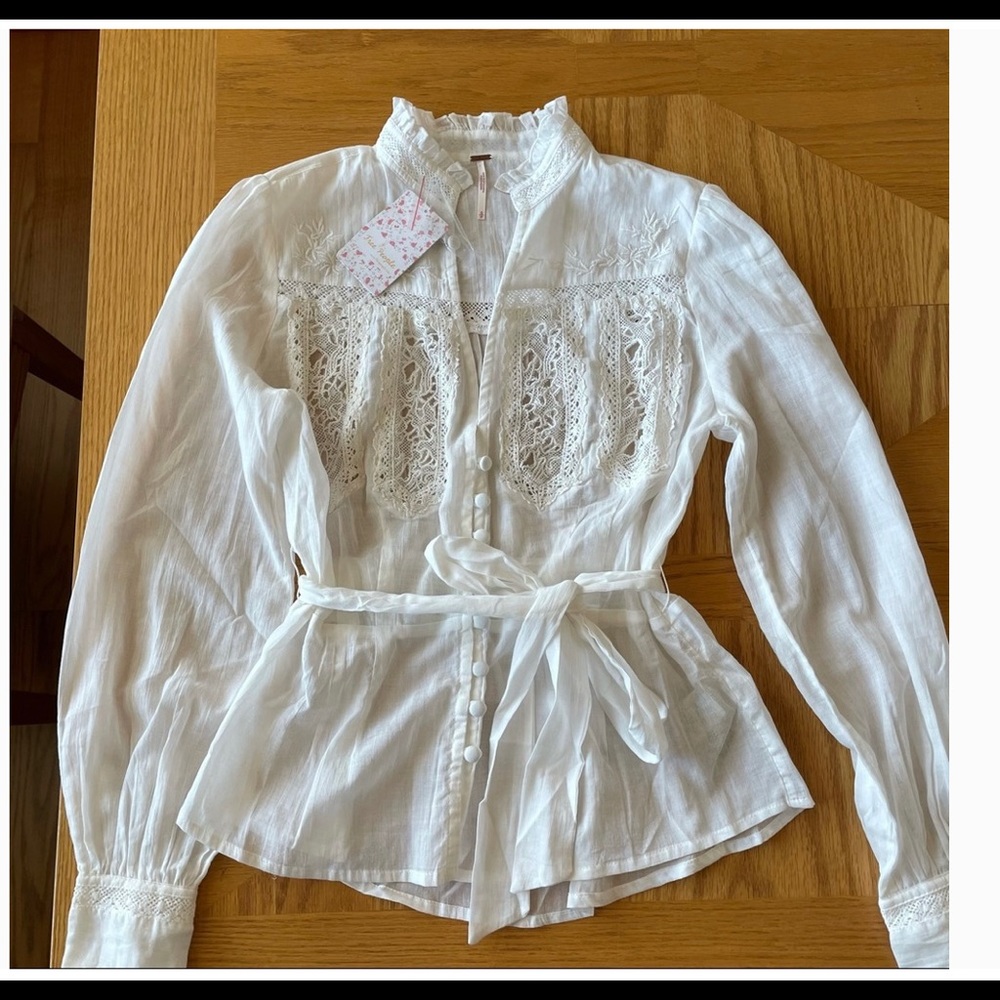 NWT Free People Sweet Memories Embroidered Top
